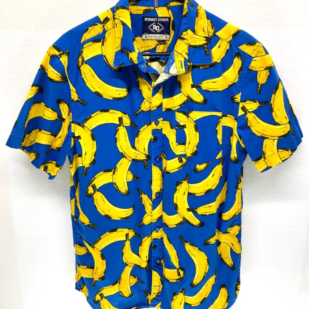 Amongst Others Banana Print Button Up Shirt Mens L